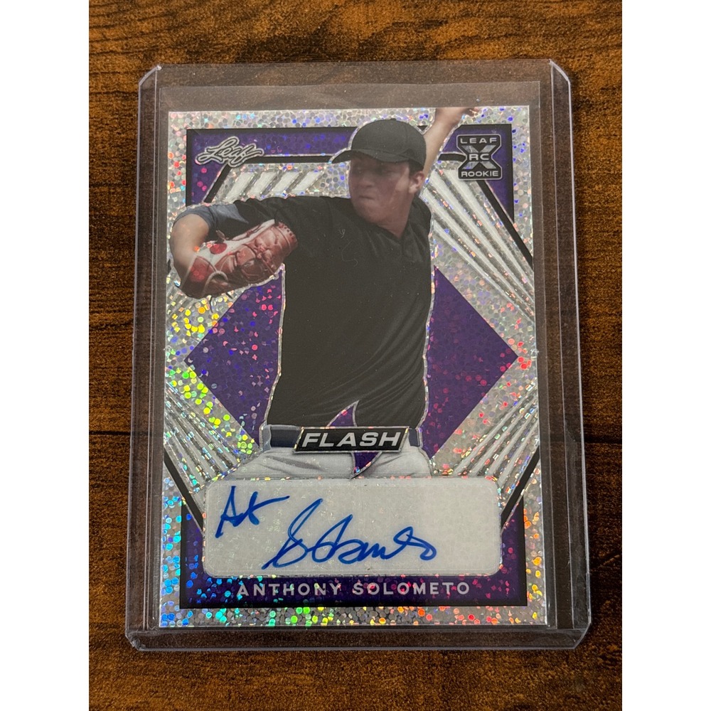 2021 Leaf Flash Anthony Solometo Purple Sparkle Auto RC /75 BA-AS1 Baseball